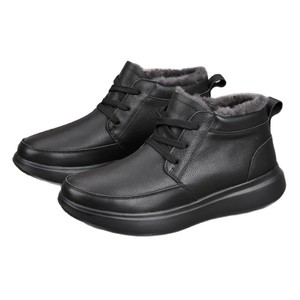Bottes d'hiver en cuir véritable pour homme, style Martin, à bout rond, doublure en fourrure, lacets, semelle extérieure en caoutchouc, isolantes, chaussures décontractées - Product Image 5