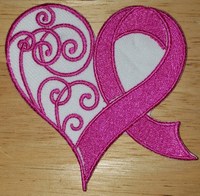 Sensibilisation au cancer du sein ruban rose coeur espoir fer à coudre sur tissu patchs brodés Appliques Machine broderie couture