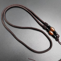 Collier en perles d'agate noire de couleur café, épaisseur 3 mm, longueur 26 pouces, cordon de corde pour pendentif