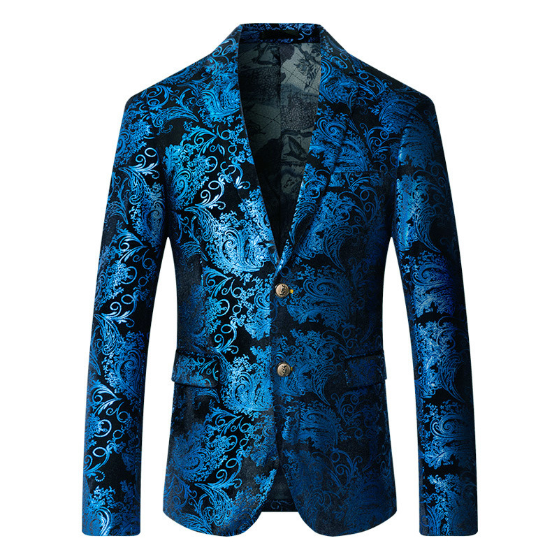 Blazer Homme DMBDY à Fleurs - Veste Costume Deux Boutons - Coupe Cintrée - Pour Soirée, Quotidien