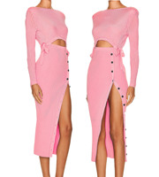 Robe pull à col roulé en coton pour femme, ensemble haut et jupe, personnalisé, collection automne 2023