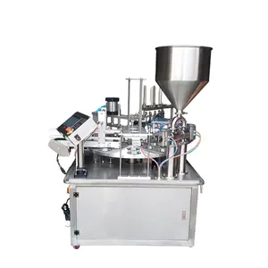 Fully automatic rotating type 1 out of 2 big cup filling sealing machine for edible oil honey