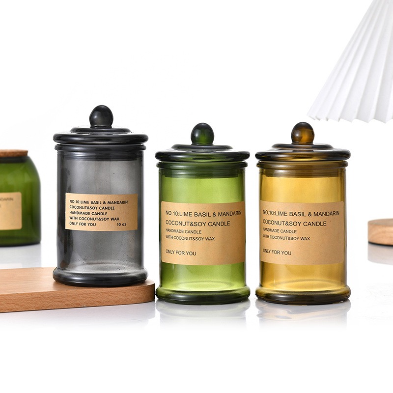 Wholesale Heat Resistant Customized Color Glass Jar Candle Private Label