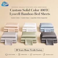 Ensemble de housse de couette en lyocell de bambou de couleur unie, certifié OEKO-TEX, 400TC, soyeux et lisse, taille Queen, 4 pièces, toutes saisons, Cloudland