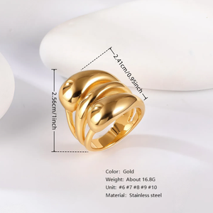 Joyería de Moda Femenina Americana, Anillos de <span class=keywords><strong>Oro</strong></span> de <span class=keywords><strong>24K</strong></span> con Diseño de Onda, Antideslustre, Sin Decoloración, para Bodas y Compromisos, Venta al por Mayor - Product Image 3