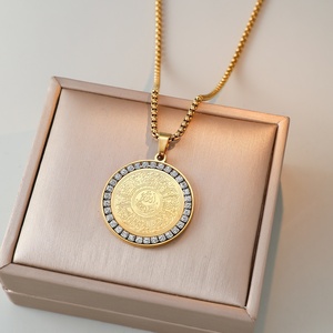 Hip Hop Dini Zirkon <span class=keywords><strong>Allah</strong></span> Bayramı Arap Müslüman İslami PVD Moda Takı Paslanmaz Çelik Kolye Kadın Erkek Toptan - Product Image 2