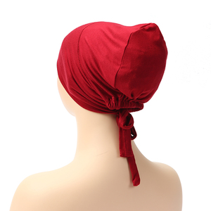 Subpañuelo ajustable para <span class=keywords><strong>mujer</strong></span>, turbante árabe musulmán, <span class=keywords><strong>gorro</strong></span> elástico de modal con cordón, hiyab, sombrero - Product Image 4