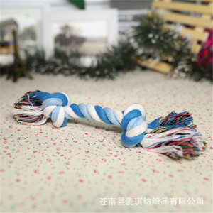 ของเล่นเชือกกัดสำหรับสุนัข ทำจากผ้าฝ้ายแบบผูกปมคู่ ขนาด 23 ซม. น้ำหนัก 50 กรัม ช่วยทำความสะอาดฟัน - Product Image 4