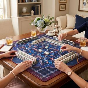 Tapis de table de mahjong de luxe style floral HaloOne 33x33, surface en caoutchouc imperméable et silencieuse, thème violet pour soirées de jeu et décoration intérieure - Product Image 4