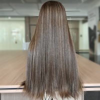 Cheveux vierges les plus vendus, longueur maximale, double épaisseur, cuticules alignées, sans perte, sans nœuds, base en soie transparente, russes