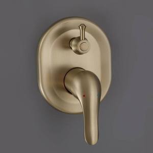 Hiện đại vuông Brass vòi hoa sen vòi Set chải vàng giấu lượng mưa kép xử lý nóng lạnh nước Mixer hệ thống cho phòng tắm - Product Image 4