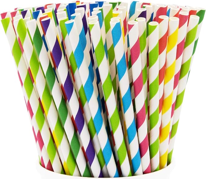 Biodegradable Comfy Package Assorted Color Drinking Straws 100% Biodegradable Paper Stirrers Restaurant Coffee Craft Cake Pop