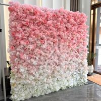 Panneau mural floral décoratif en soie, motif rose artificielle blanche et rose 3D 5D, 2,4 m x 2,4 m, pour décoration de fond