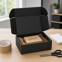 Boîte d'expédition pliable en carton ondulé noir C5 personnalisée, étanche, avec fermeture à languette, pour vente en gros, approvisionnement direct en vrac, vente au détail, gaufrage