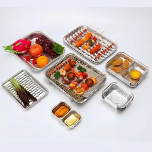 Plateau perforé en aluminium pour barbecue, 10 pièces, toppers de cuisson jetables pour bbq, avec trous pour grill en plein air