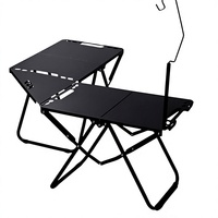 Table de camping pliante rectangulaire en acier au carbone portable pour l'extérieur, idéale pour le barbecue, les pique-niques, les camping-cars, la cuisine en plein air et les voyages (lot individuel)