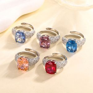 เครื่องประดับแฟชั่น ทองแดงรักษ์โลก 10*12 มม. คอรันดัมสีแดง คิวบิกเซอร์โคเนีย แหวนสไตล์วินเทจ สำหรับลุคเรียบหรูในชีวิตประจำวัน - Product Image 6