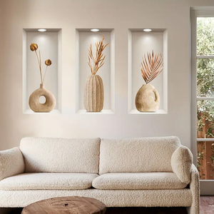 Nouveaux Stickers Muraux Effet 3D, Triptyque Artistique Autocollant pour Décoration Murale, Idéal pour Entrées et Salons - Product Image 4