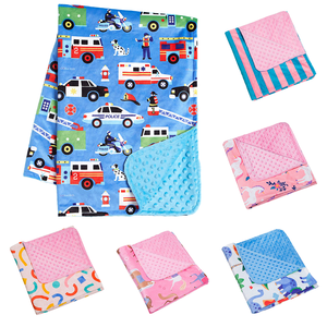 Vente en gros <span class=keywords><strong>Couverture</strong></span> en peluche à pois minky double épaisseur pour bébé Literie pour bébé <span class=keywords><strong>Couverture</strong></span> d'<span class=keywords><strong>emmaillotage</strong></span> Super douce à pois minky pour bébé - Product Image 2