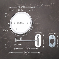 Miroir LED de maquillage avec Rotation de 360 degrés, Double face, base de pliage Flexible, miroir pour mur
