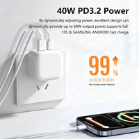 Charger Cepat USB-C 40W 60W Grosir Colokan UK PD dengan Kabel 6A untuk Ponsel, Laptop, Kamera, dan Earphone
