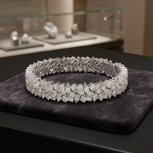 Bracelet tennis tendance en argent sterling 925 plaqué rhodium avec diamants de laboratoire et motif floral de Parekh Sons Jewellers, idéal pour les mariages - Product Image 3