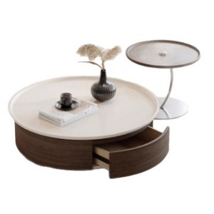 Italian Minimalist Round Coffee <b>Table</b> Set <b>Walnut</b> Wood Veneer Artistic Vintage Style Light Luxury Designer Living Room Home - Product Image 5