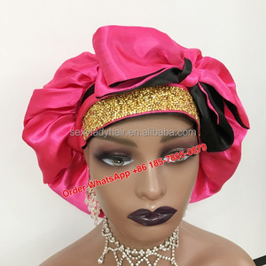 Logotipo personalizado Mommy and Me Bonnet Silk Sleeping Designer Bonnet Soft Braid Satin Bonnets - Product Image 5