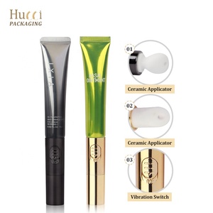 Tube d'emballage de luxe vide personnalisé D19 10ml-25ml doré pour sérum et crème contour des yeux avec applicateur en céramique à vibration - Product Image 1