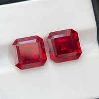 Laborgezüchteter Rubin Loser Edelstein Taubenblutrot Asscher-Schliff Quadratisch 3*3mm bis 4*4mm für Schmuckherstellung
