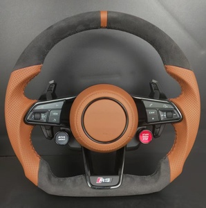 Volant de voiture sport personnalisé en cuir marron avec boutons de démarrage/arrêt et de sélection de mode de conduite pour modèles <span class=keywords><strong>Audi</strong></span> - Product Image 1
