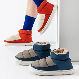 Grosir sandal bulu Kemah wanita, hangat pergelangan kaki luar ruangan nilon berlapis kain lembut rumah untuk musim dingin