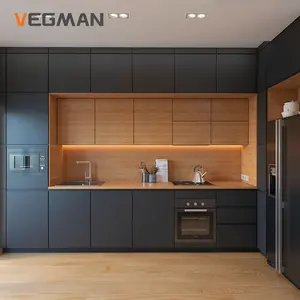 Modern Minimalistic Style Designs Small Complete Custom Home Furniture L Shaped Smart Melamine Unit Cabinets Kitchen With Sink