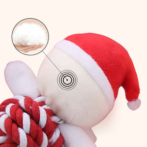 Fabrika doğrudan satış noel baba Elk noel serisi peluş pamuk halat interaktif yeni gıcırtılı toptan noel köpek oyuncaklar - Product Image 4