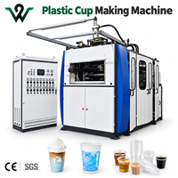 Machine de fabrication de gobelets en PP, PET, PS, PVC entièrement automatique, certifiée CE, avec pompe à moteur, pour gobelets jetables à café/eau, mécanique