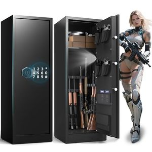 Coffre-fort électronique grande capacité pour armes à feu avec 3 méthodes de déverrouillage, support et étagère amovibles pour armes, armoire de sécurité en acier pour le rangement domestique - Product Image 2
