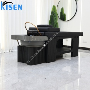 Kisen Lit de lavage de cheveux de luxe noir pour salon, table de spa capillaire, nécessite une installation de plomberie, pour salons de beauté et salons de coiffure - Product Image 6