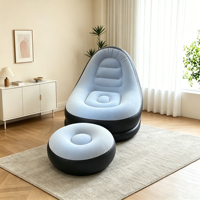 Canapé gonflable portable en PVC floqué avec repose-pieds, fauteuil gonflable individuel pliable pour salon - Vente en gros usine