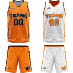 Maillot de basket-ball réversible personnalisé unisexe pour adulte, col en V, sublimé, respirant, pour équipes, avec nom et numéro personnalisés - Product Image 3
