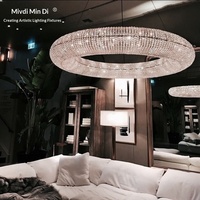 Luminaire suspendu rond en cristal minimaliste moderne, luminaire suspendu haut de gamme pour salle à manger, salon, chambre à coucher, hall d'hôtel