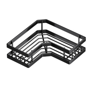 Étagère de rangement triangulaire à double niveau pour salle de bain, en métal, sans perçage, organisateur d'angle de toilettes avec <span class=keywords><strong>outils</strong></span> de nettoyage - Product Image 5