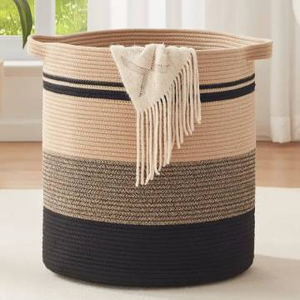 Nouveau panier de rangement multifonctionnel en corde de coton tressée à la main, grand format, écologique, fabriqué par le producteur - Product Image 4
