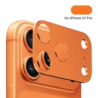 Pour iPhone 17 Pro : Cadre métallique anti-rayures pour objectif, protection d'objectif creuse, film mince, autocollant noir, orange, argenté