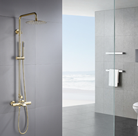 HOMEDEC Robinet de bain mural moderne en acier inoxydable brossé doré pour hôtel, mitigeur de douche pluie pour baignoire