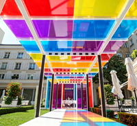 Panneau en acrylique écologique irisé arc-en-ciel, plaque PMMA dichroïque transparente, panneau en plastique plexiglas moulé découpé au laser sur mesure, motif dessin animé