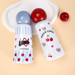 Stainless Steel <b>Thermos</b> Cup Round Lid Portable Water <b>Bottle</b> For Children And Students Back To School Use - Product Image 2
