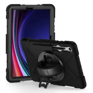 360 rotasi tangan pemegang Kickstand pena Slot casing Tablet untuk Samsung Tab A 10.1 A9 A7 S6 Lite A8 Tablet S9 S8 Fe Plus Ultra Case