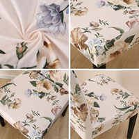 Housses de chaise de salle à manger imprimées de fleurs de pivoine, 4 pièces, haute élasticité, amovibles, lavables, polyester et élasthanne, pour usage hôtelier