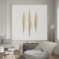 Peinture à l'huile abstraite moderne de luxe, feuille d'or, peinte à la main, texture 3D épaisse, plâtre blanc, toile coupée, taille personnalisable