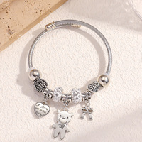 Bracelet Femme JOMTY Ours Cœur Nœud en Alliage de Zinc Plaqué Argent avec Strass en Cristal – Certifié IGI, Bijou de Soirée, Luxe Léger